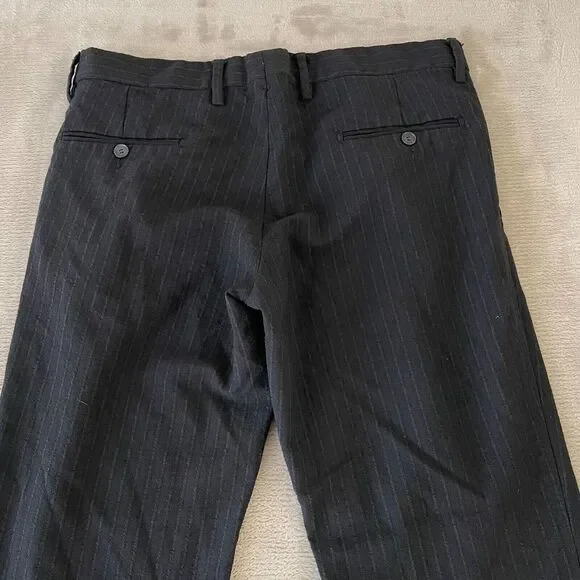 Dolce & Gabbana Pleated Trouser Pants Men 33x30 Black 100% Virgin Wool Striped